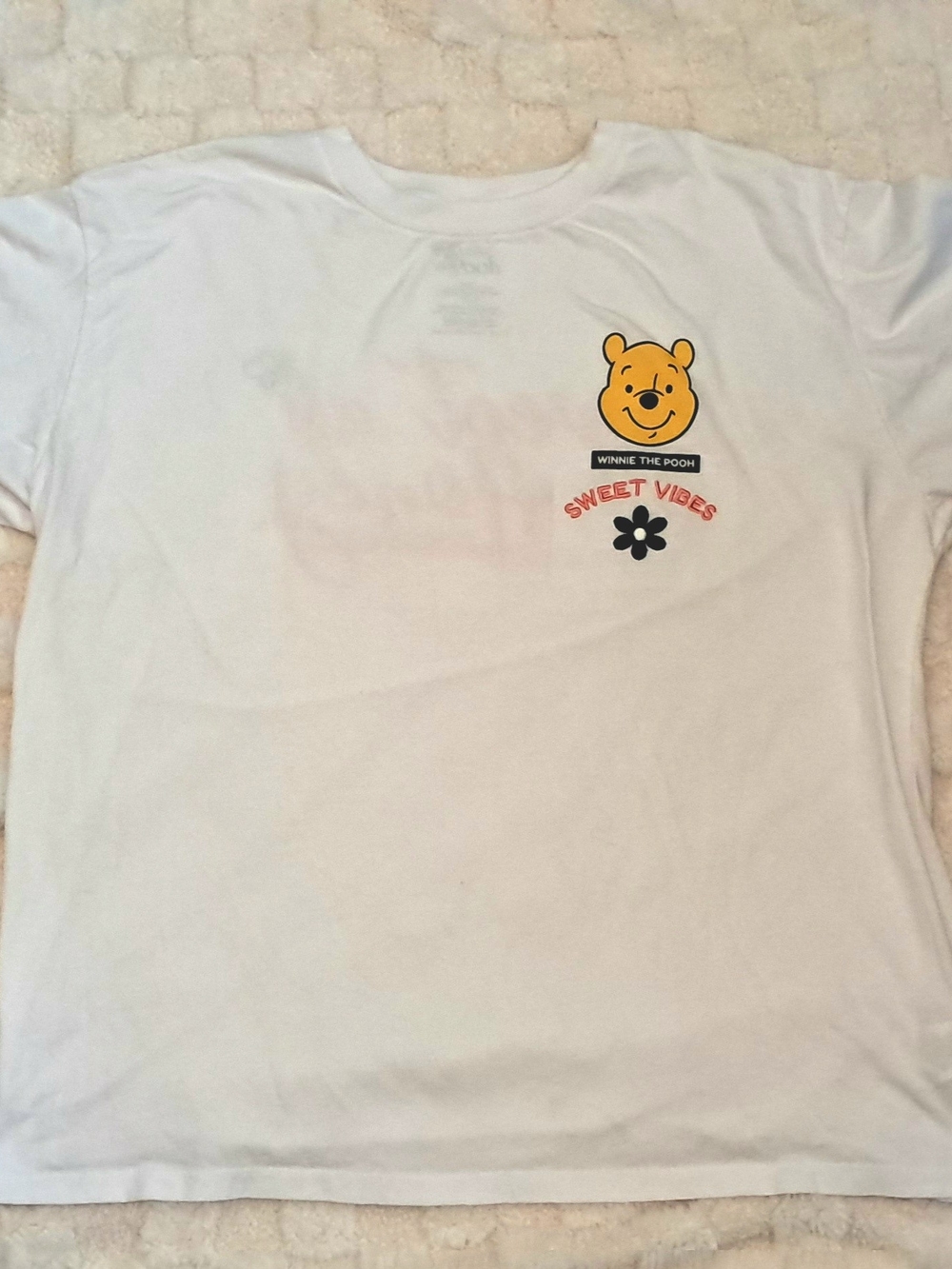 Winnie the Pooh White Women's 3X T-Shirt - Sweet Vibes Embroidered